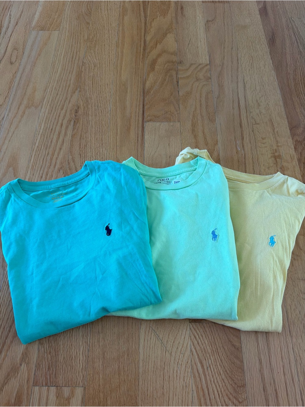 Bundle of three Ralph Lauren Kids Short-Sleeve Tees - Aqua, Mint, Pale Yellow